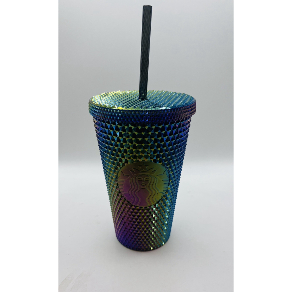 STARBUCKS Rainbow Tumbler 2023 Black Bling Studded Oil Slick ~16 oz~ BRAND NEW